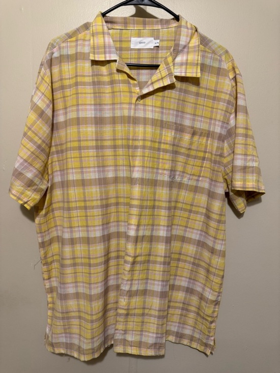 Onia Other - Onia Yellow Plaid Short-Sleeve Shirt Mens XL